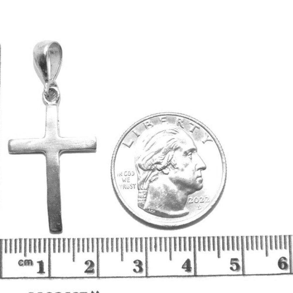 .925 Plain Cross Sterling Silver Pendant Charm - Picture 2 of 3